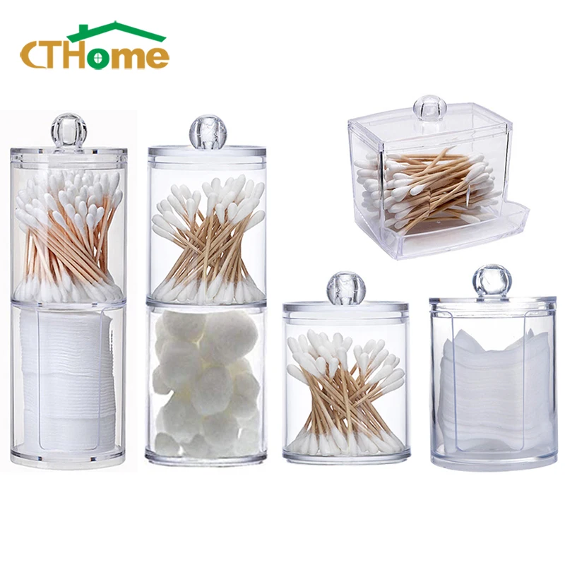 

Cotton Swab Box Acrylic Cosmetic Storage Box Transparent Desktop Display Box Multi Style Jewelry Makeup Organizer