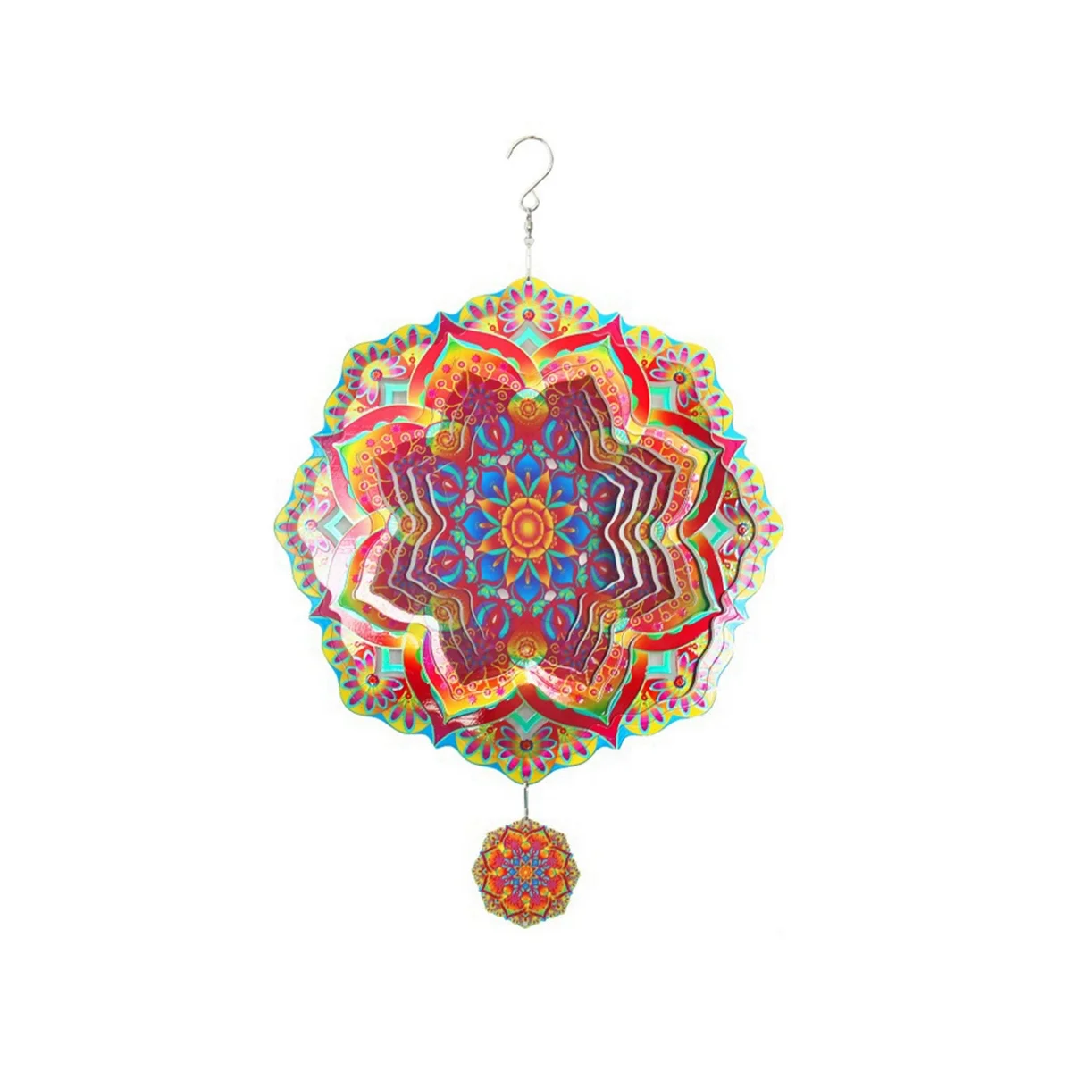 

Mandala Wind Spinner Metal 3D Rotating Windchimes Luxury Art Garden Hanging Outdoor Decoration