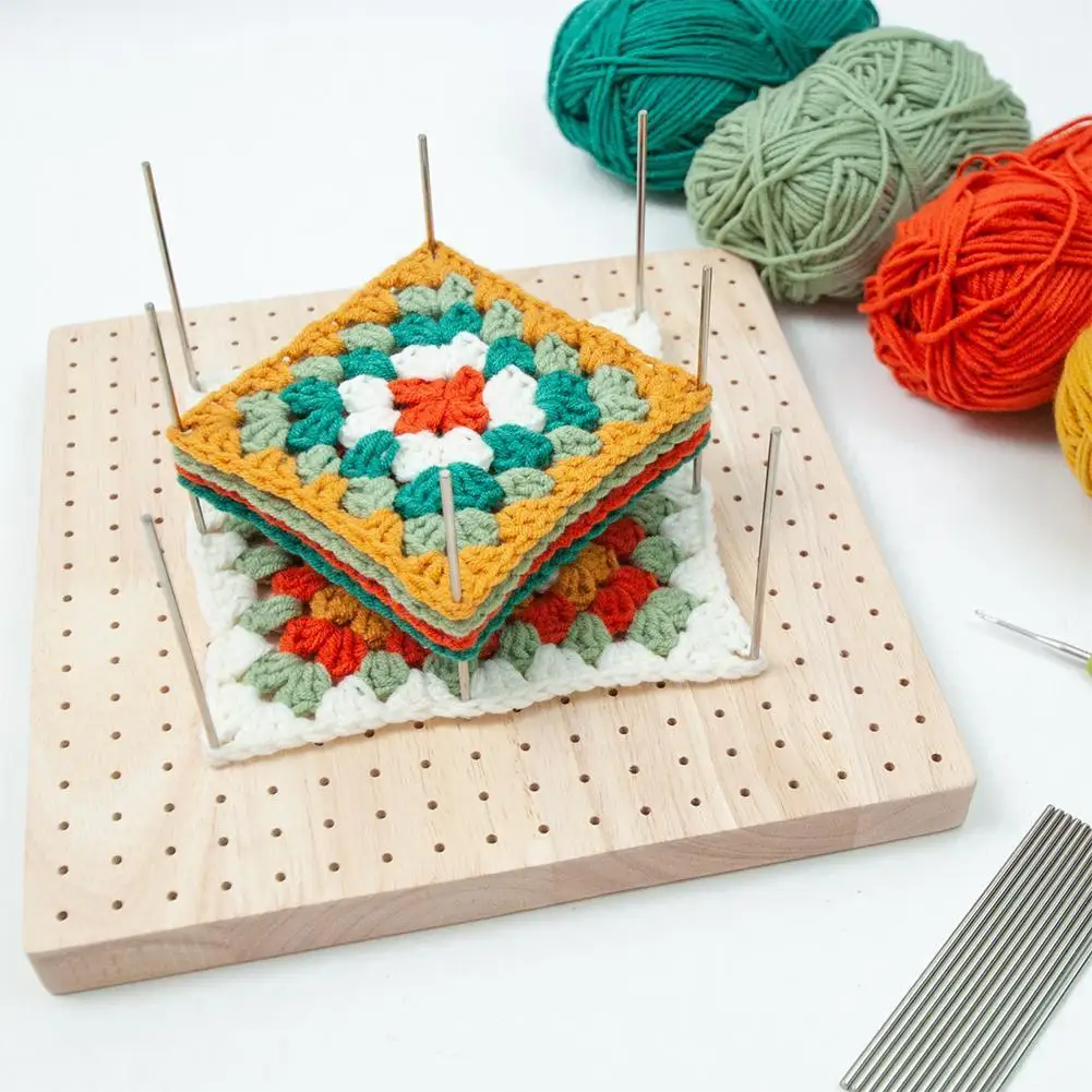 

Wooden Blocking Board For Knitting Crochet Granny Squares Sewing Projects Handcrafted Knitting Stainless Steel Pins