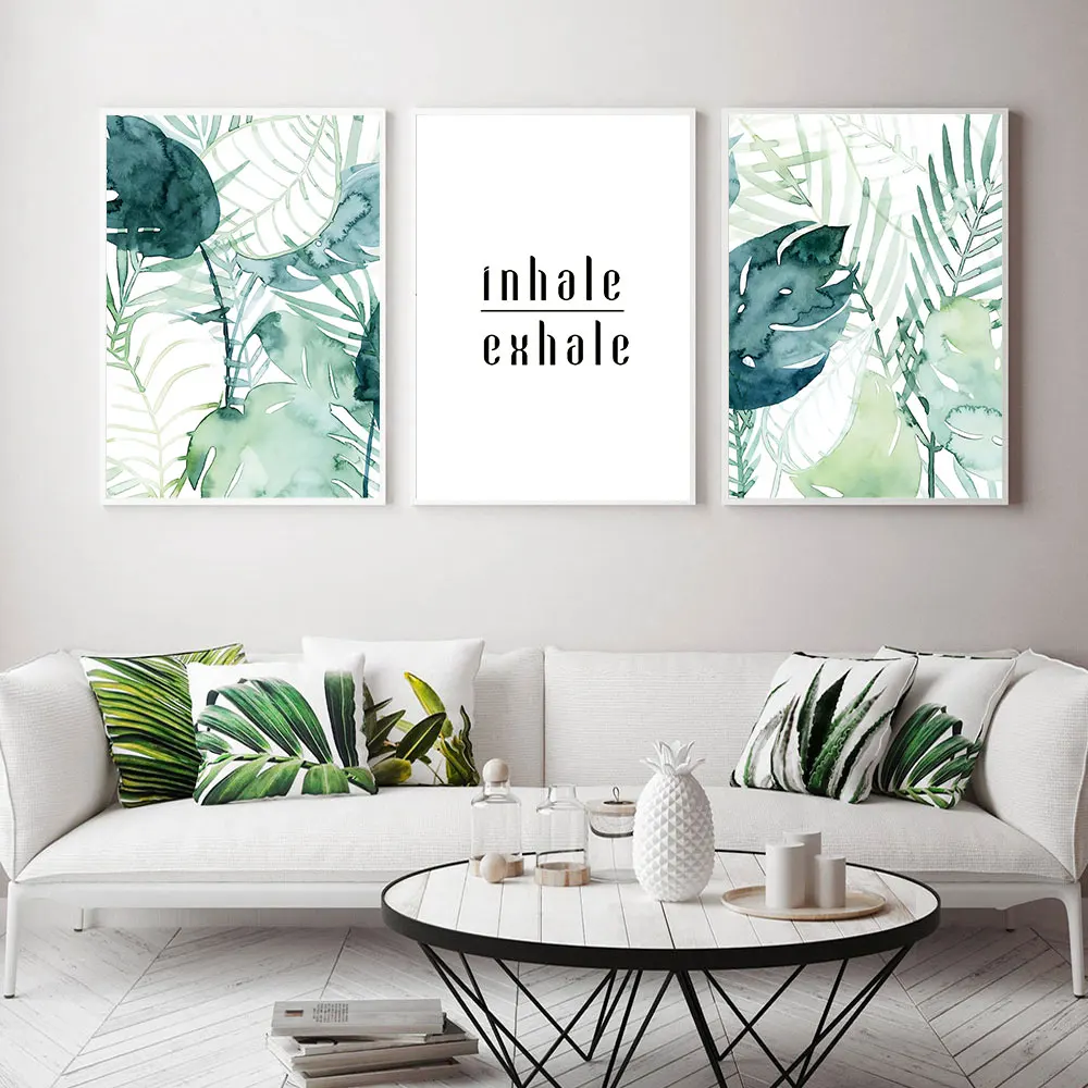 

Watercolor Plants Leaf Canvas Poster Nordic Style Print Scandinavian Wall Art Painting Yoga Quotes Picture Minimalist Home Decor