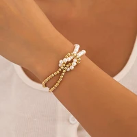 purui unique design metal ccb bead bracelet for women fashion imitation pearls chain patchwork bracelet charm party jewelry gift