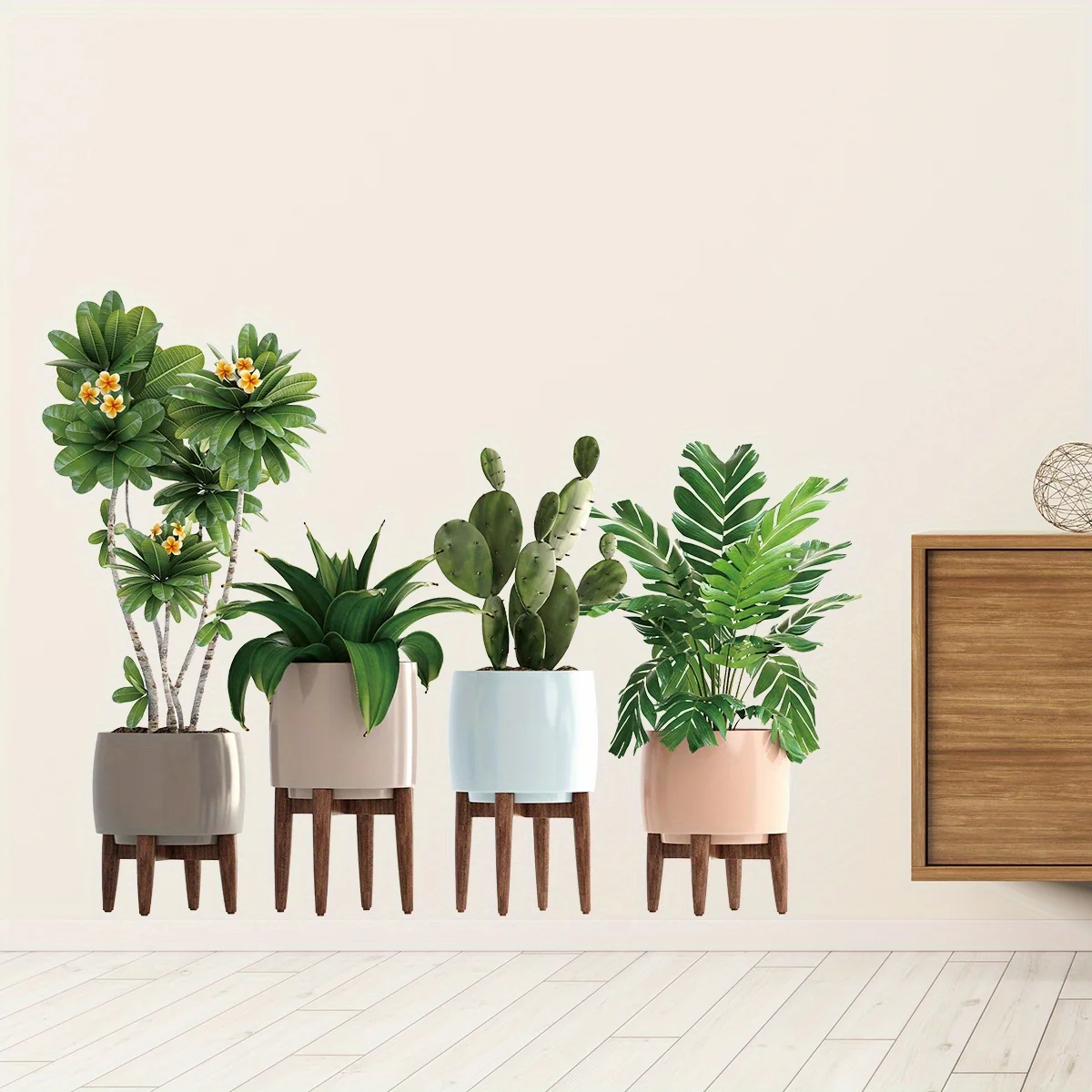 Aquatint Имитация Цветочного Горшка Кактуса Зеленые Растения Наклейки На Стену Для