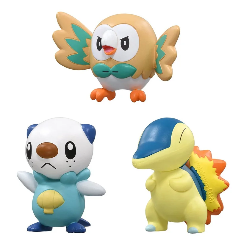TAKARA TOMY-figuras de acción originales de Pokémon, juguetes coleccionables para niños, Rowlet, Oshawott, Kawaii