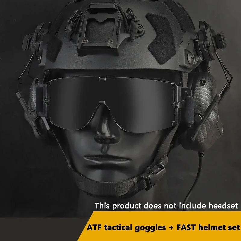 ATF Goggles+FAST Helmet Set Outdoor Riding Glasses Outdoor Camping Tactical Glasses Field Protection Head Tactical Equipment