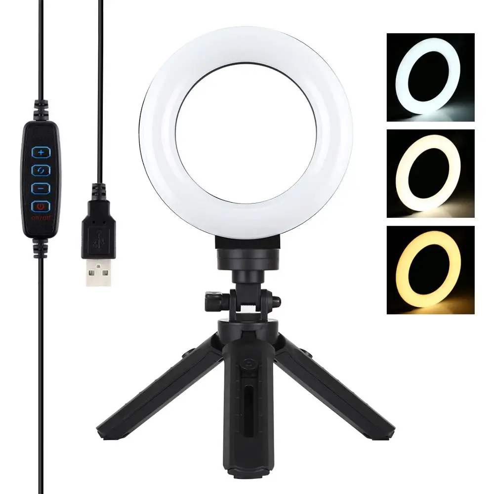 

PULUZ 4.7/6.2 inch USB 3 Modes Dimmable Photography Selfie Ring Light LED Video Light Kit with Stand Tripod For Blogger Youtube