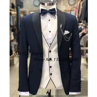 mens 3 piece tuxedos shawl lapel suit groomsmen wedding blazers sets luxury jacket vest pants