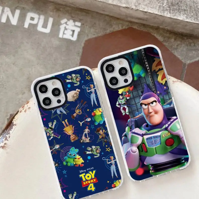 

Cute Disney TOY STORY Phone Case For iphone 14 Plus 13 12 11 Pro Max Soft Casetify White Border Cover Fundas