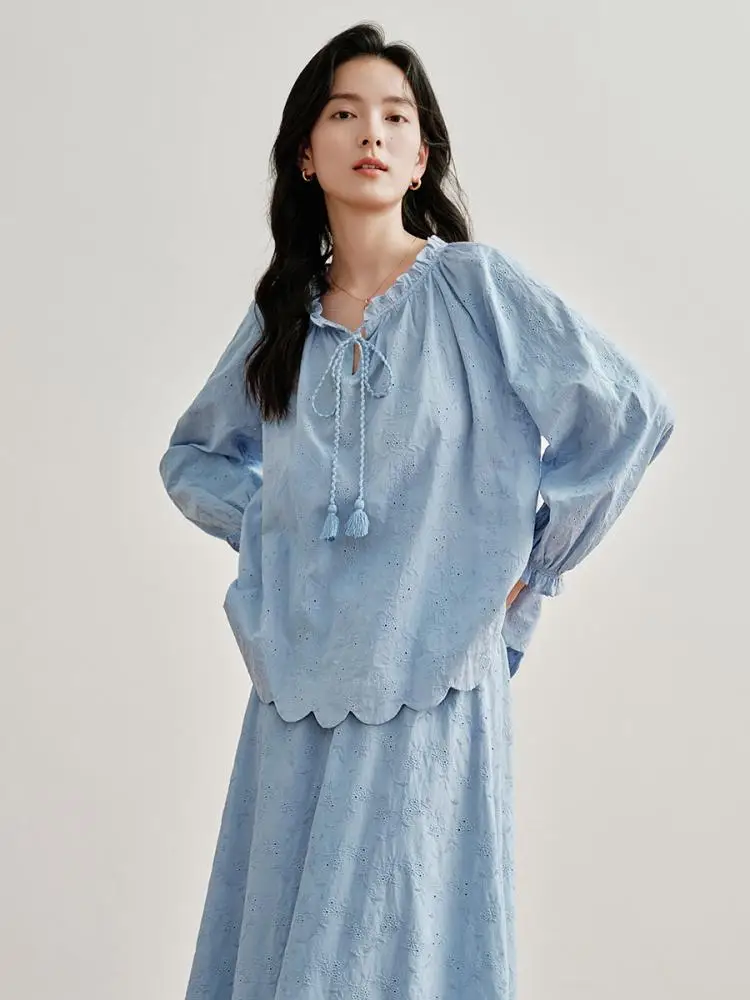 Inman French sle Heavy Industry трехмерная рубашка с цветочной вышивкой осень 2024 женская