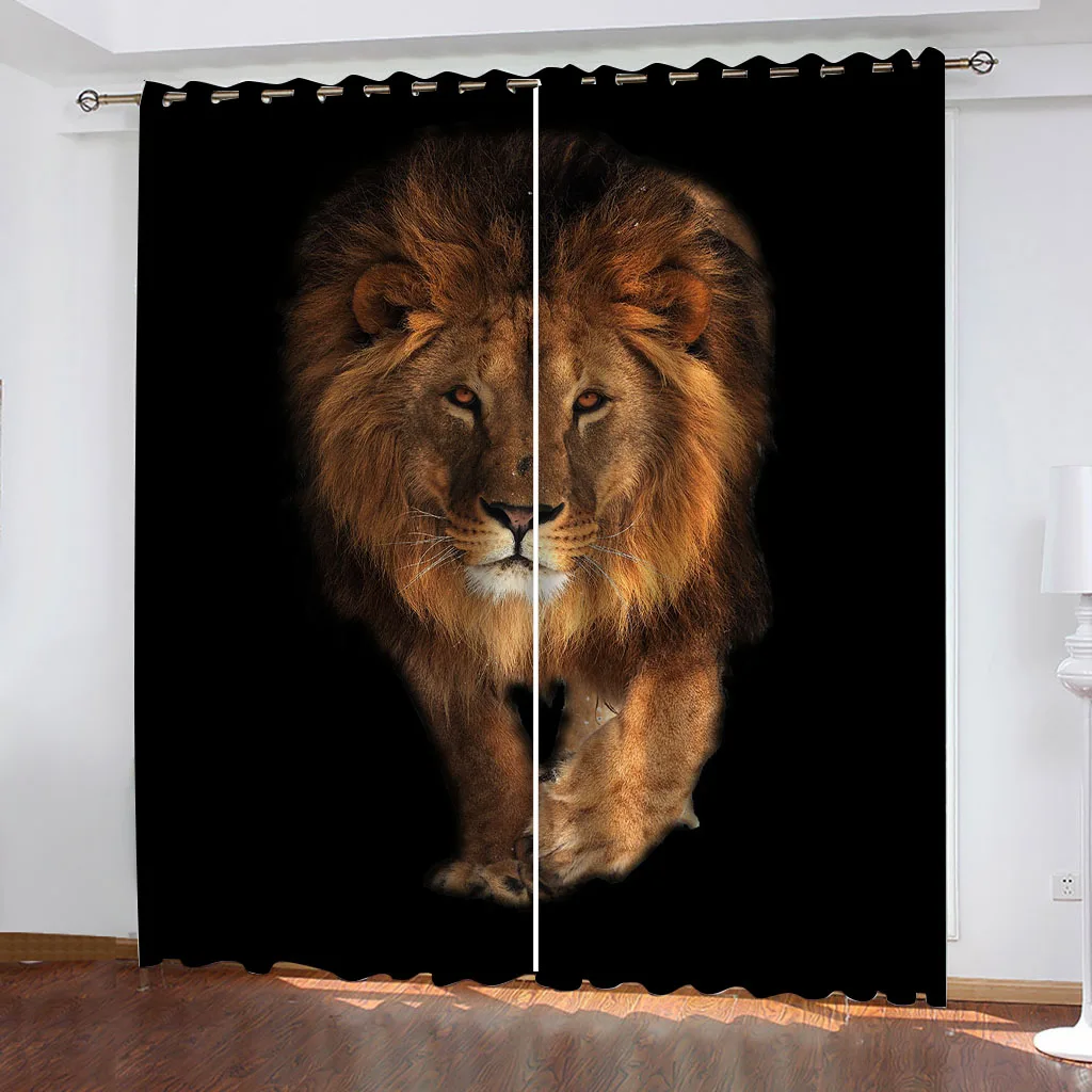 Индивидуальные шторы для окна животное лев 3D современные тонкие оконные из 2