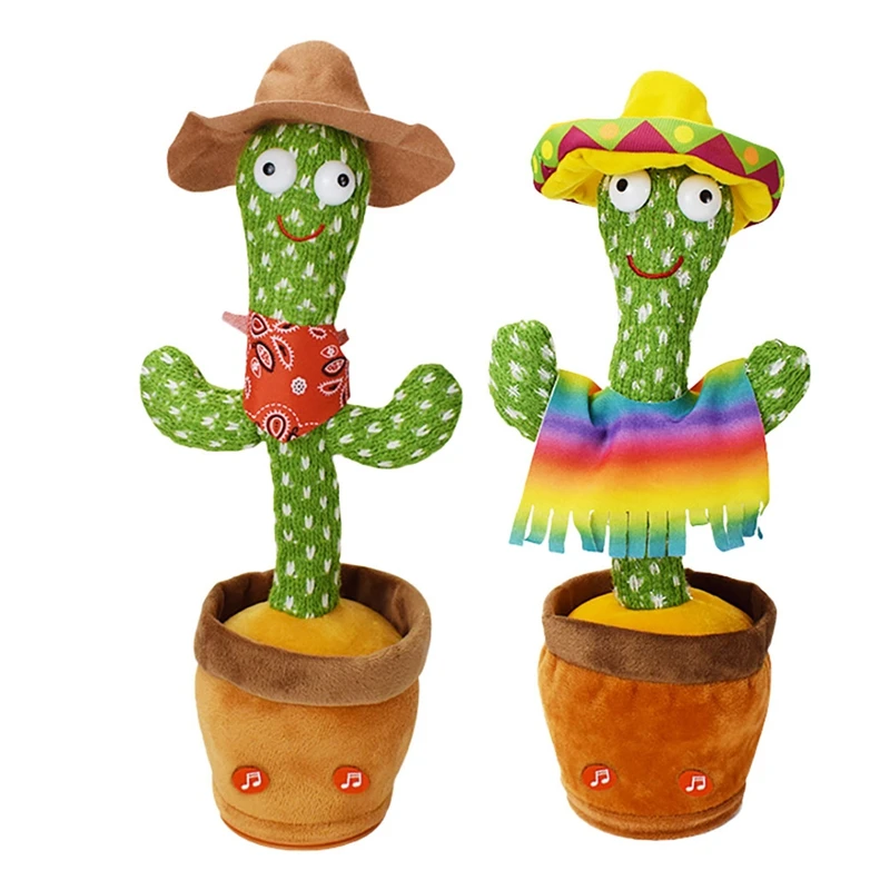 

2PCS Cactus Plush Toy Cactus Toy Mimic With Light Cactus Repeat Cactus Toy Kids Best Gift
