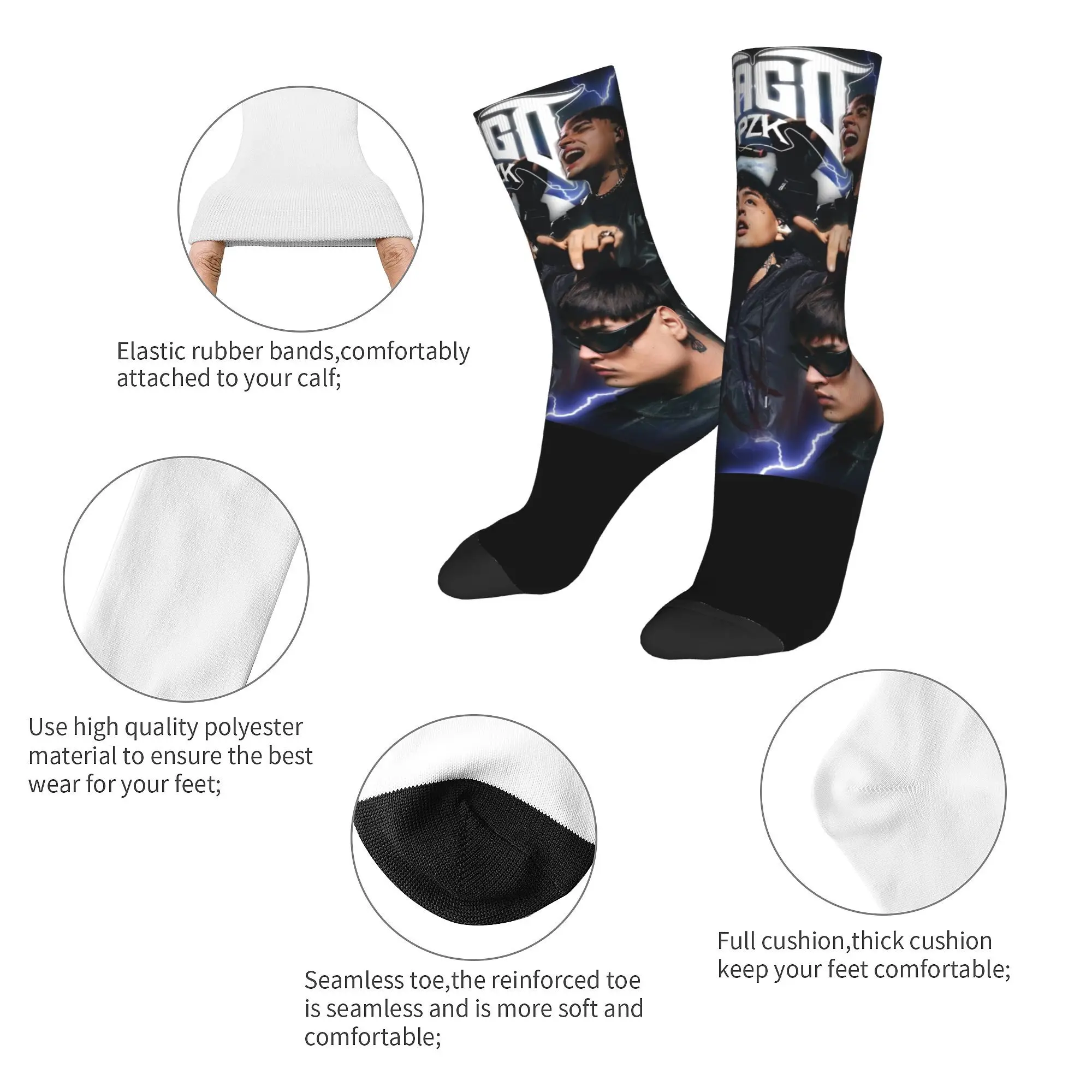 Men Women Retro Rapper Tiago Pzk Bootleg Merch Socks Tour 2025 Cozy Fashion For Casual Wear