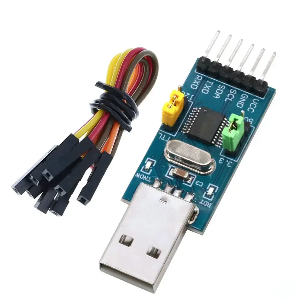 Фото Программатор CH341T USB-I2C/UART - модуль последовательного порта TTL 3.3В/5В для загрузки и отладки прошивок STC/Arduino №4