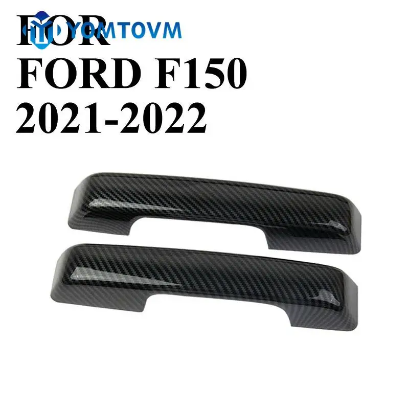 

2PCS ABS Carbon Fiber Rear Side Door Handle Trim Cover Fit for Ford F150 F-150 2021-2022 Car Exterior Handles Decorative Covers