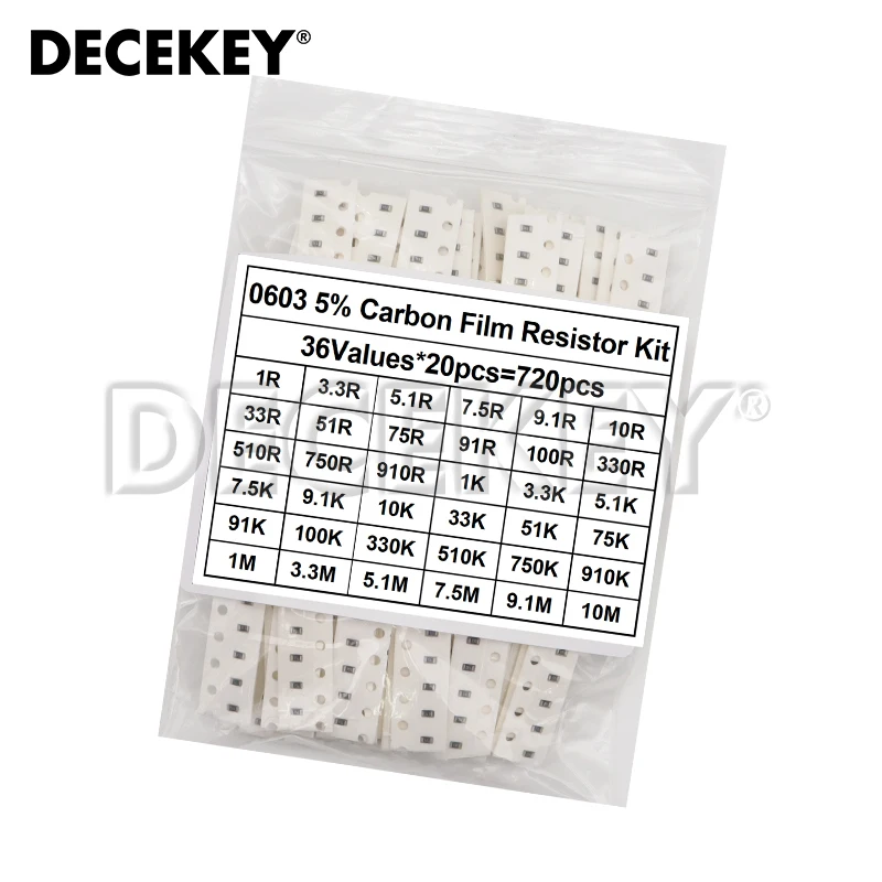 720 шт. 5% 0603 0805 1206 Набор резисторов для микросхем SMD 1 Ом-10 м 36 значенийX20 = образцов