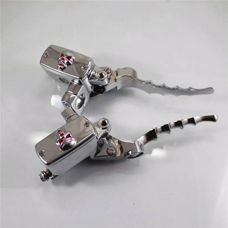 

Motorbike 1" Skull Cover Brake Clutch Reservoir Lever Cruiser For Cafe Racer Bobber