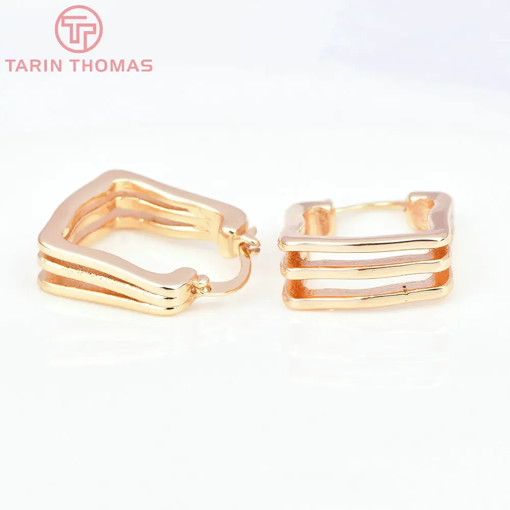 (7493) 2 шт. 18x22 5 мм 24-каратное золото латунные серьги-гвоздики неправильной формы