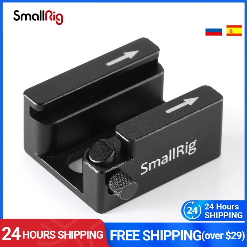 

SmallRig Cold Shoe Mount Adapter with Anti-off Button For Universal Cage/Handle/Plate With 1/4'-20 Threaded Holes-2260