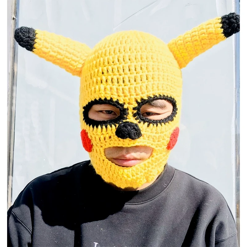 Покемон Пикачу ручная работа смешная новинка аниме мультфильм Животные вязаная