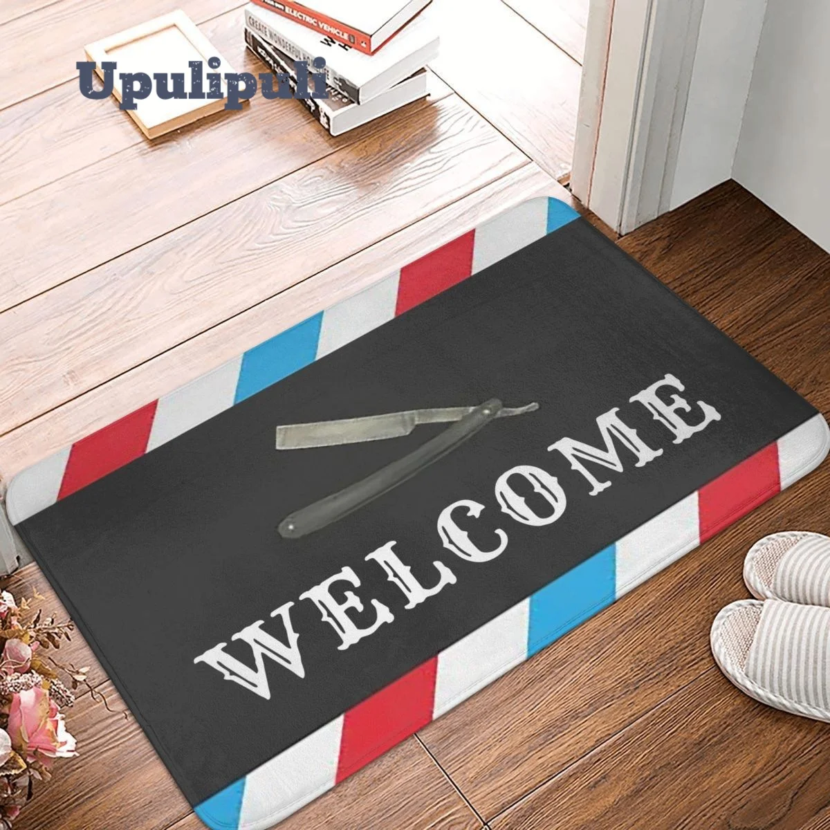 

Barber Shop Vintage Sign Mat Soft Rug Non-Slip Expert Barber Shop Absorbent Mat for Entrance Door Bathroom Toilet Entrance Mat