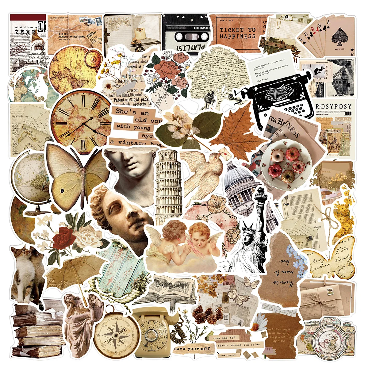 

10/30/50PCS Popular Retro Art Sticker Pack Skateboard Guitar Decoration DIY Laptop Cartoon Waterproof Graffiti Decals Wholesale