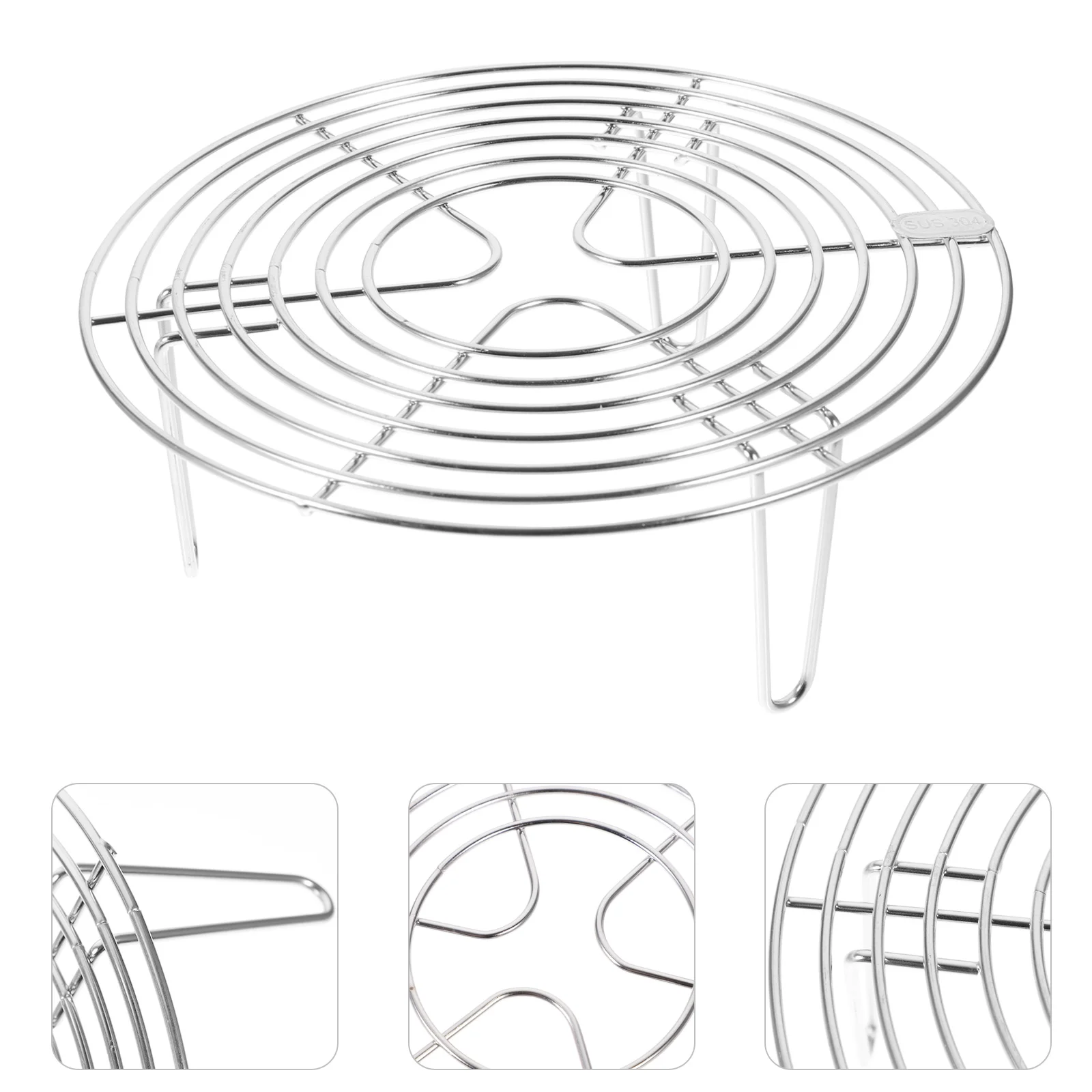 

Rack Steamer Steam Trivet Stand Cooking Steaming Pot Round Cooling Baking Cooker Steel Pressure Stainless Egg Basket Tray Wire