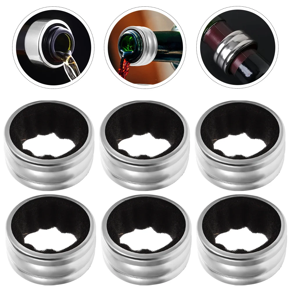 

8Pcs Stainless Steel Drip Stopper Bottle Drip Collar Leak-proof Bottle Collars