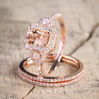 milangirl 2pcsset fashion women rings set for wedding jewelry shiny cz crystals rose gold engagement rings party gifts