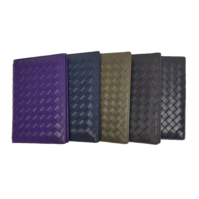 Premium Soft Sheep Leather Passport Holder Wallet Handmade Woven Genuine Lambskin Credit Card Holder Purse Passport Cover
