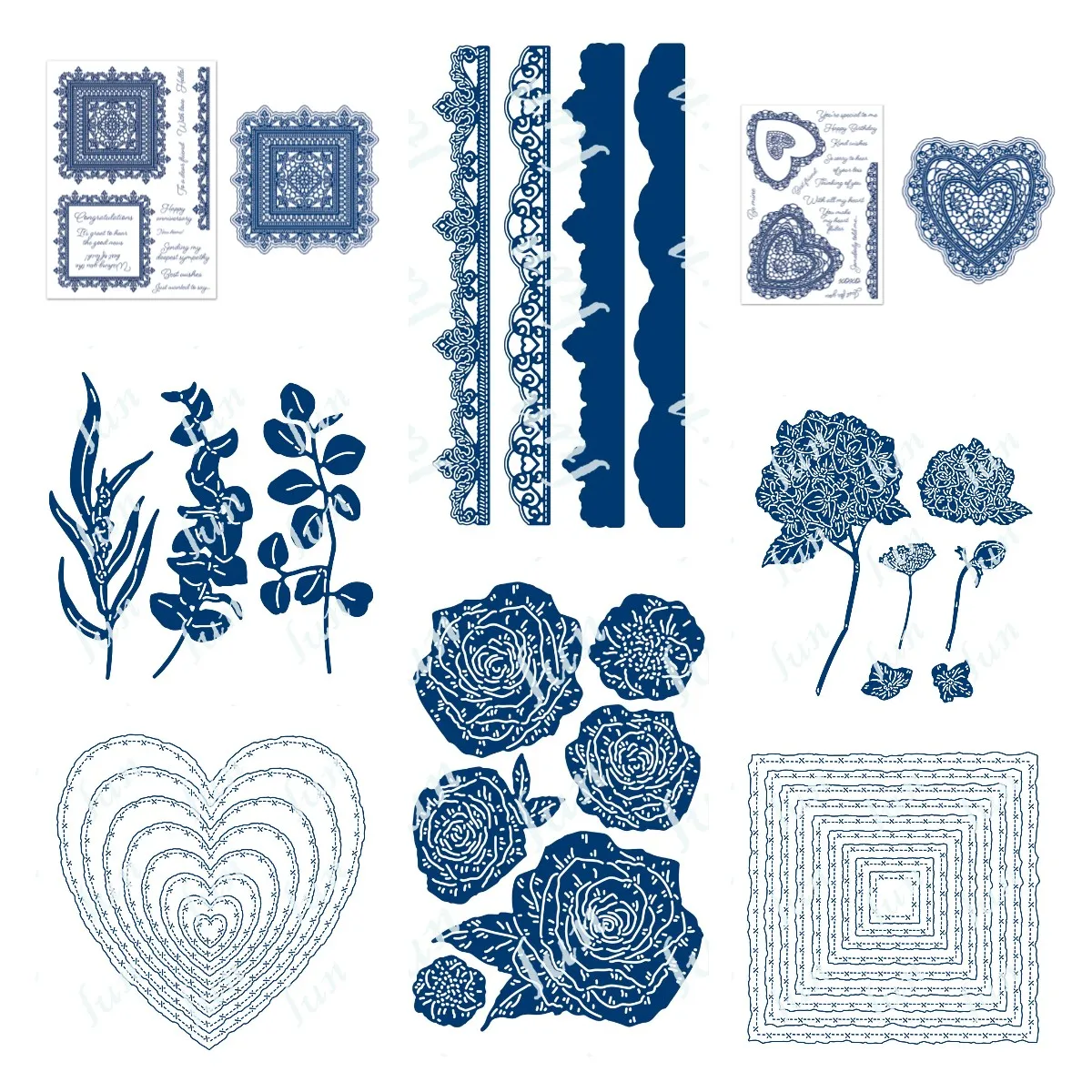 

DIY 2022NEW Hemstitch Square Heart Lace Floral Threads Shape Metal Cutting Dies for Scrapbooking Album Decor Embossing PaperCard