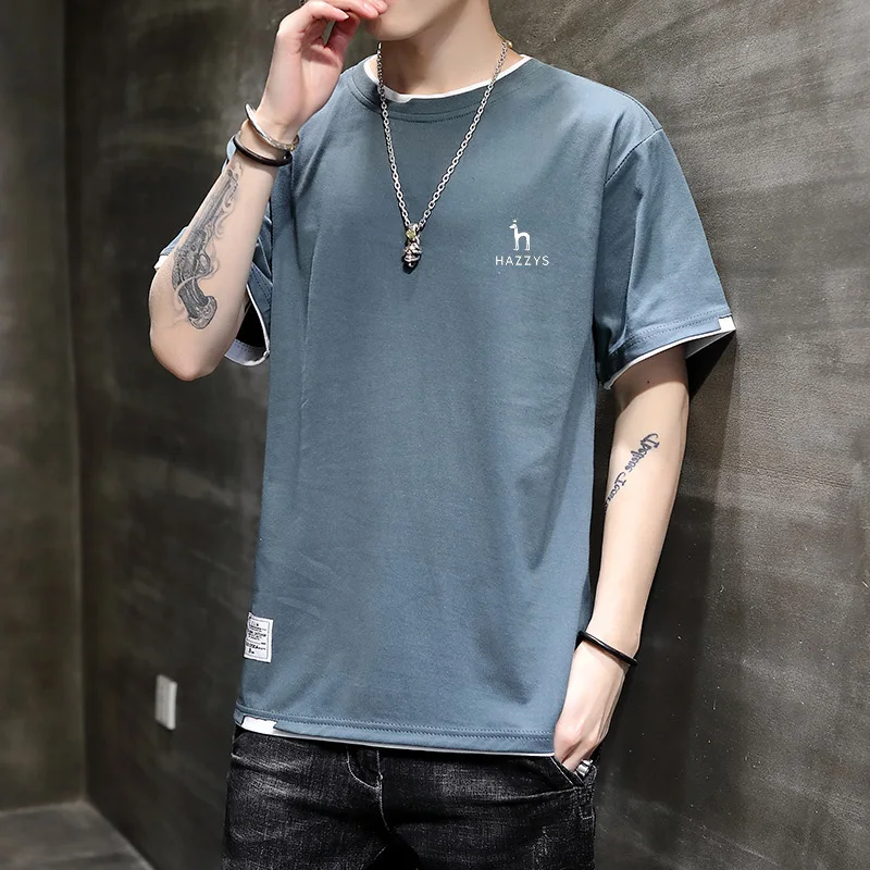 Hazzys Men's Golf Short Sleeve T-shirt INS Fashion Brand Trend Loose Half Sleeve Top 2023 New Summer Men's Wear