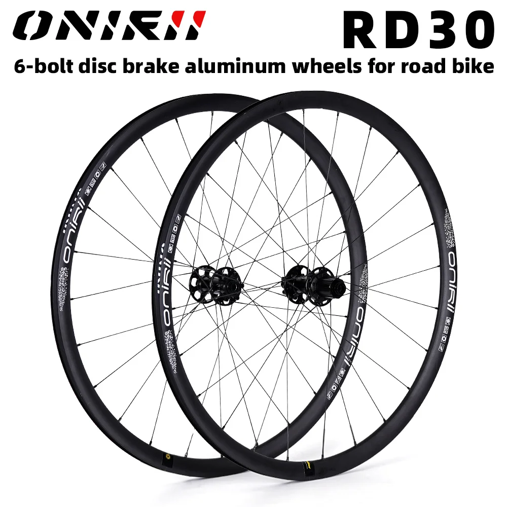 

ONIRII 6-bolt Disc Brake Wheels 700C Road Bike Aluminum Wheelset 24/24H HG Cassette Body Front 2 Rear 4 Bearing for Road Bicycle