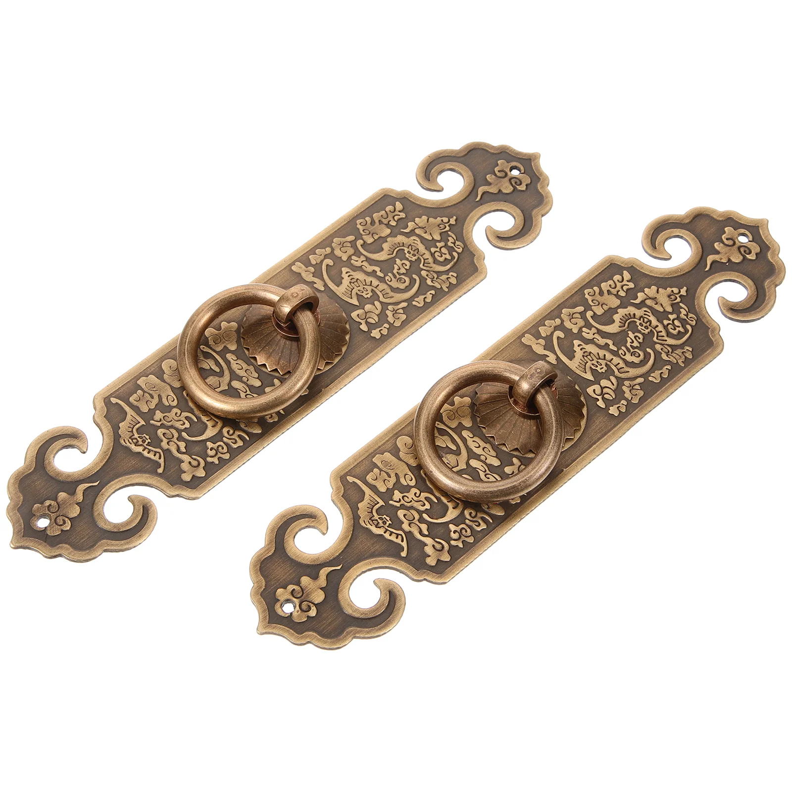 

2 Pcs Brass Door Knobs Chinese Style Pull Rings Metal Cabinet Handle Dressing Table Drawer Dresser