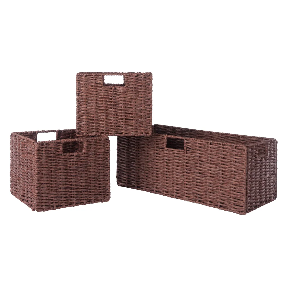 

Winsome Wood Tessa 3-Pc Woven Rope Baskets, Foldable, Walnut Shipping weight: 7.90lbs