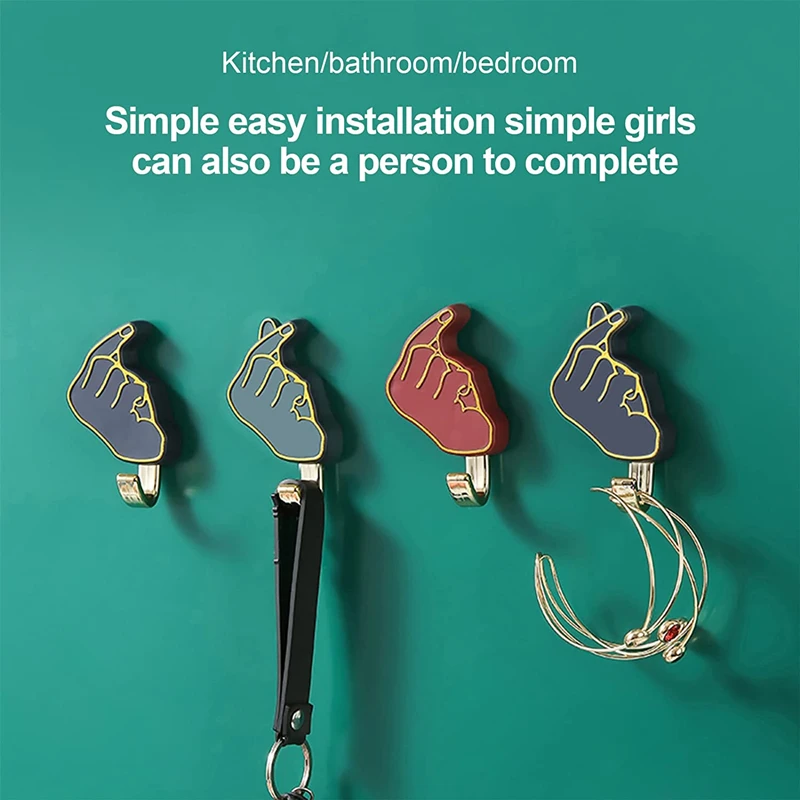 

Creative Retractable Finger Heart Hook Key Holder Wall Clothes Hanger Room Decoration Punch-Free Sticky Hook Light Luxury Hooks