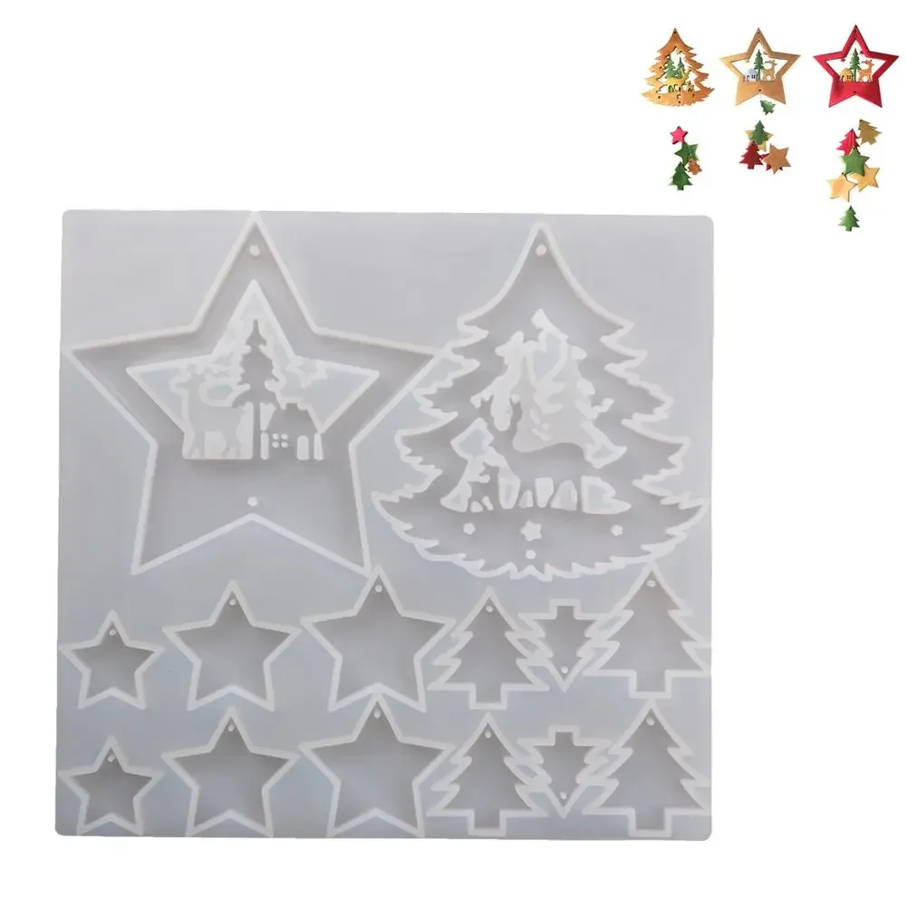 

Tree Star Shape Epoxy Resin Mold DIY Silicone Mold Handmade Decoration With Hole For Jewelry Making Earrings Keycha