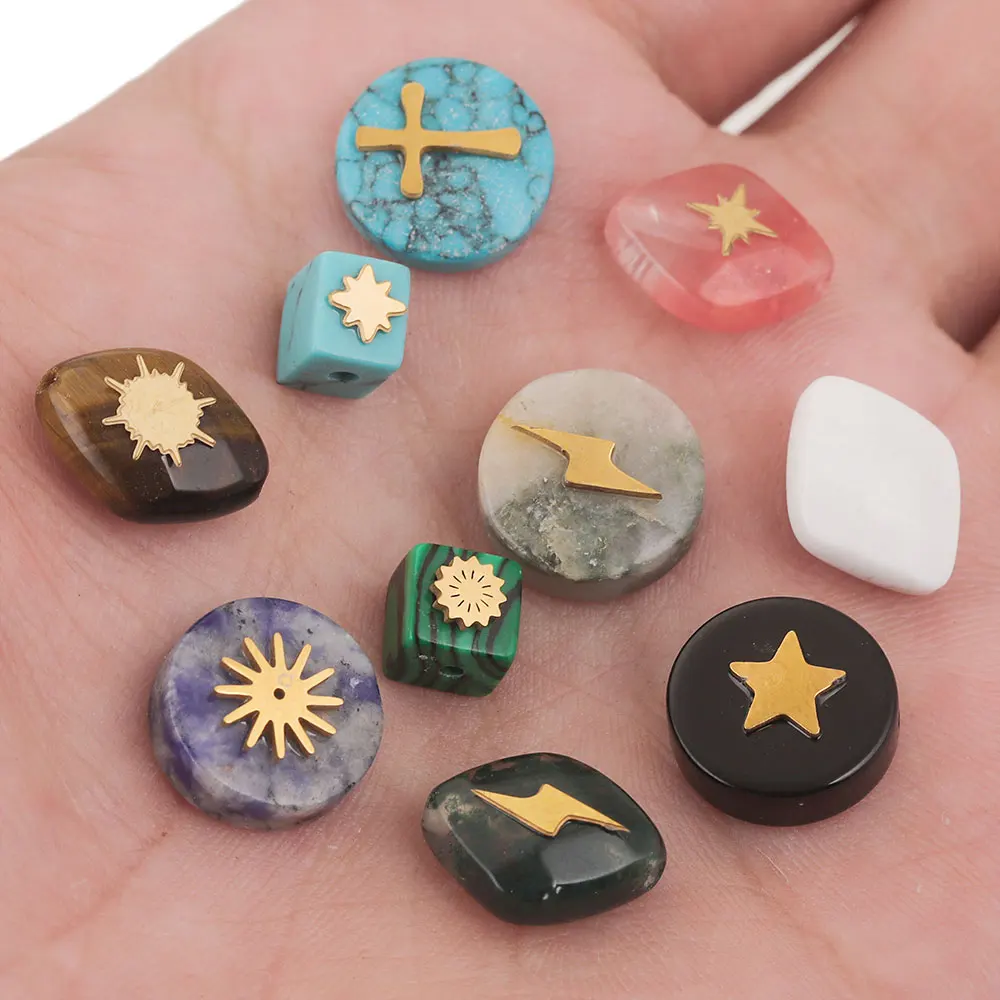 5 шт. нержавеющая сталь натуральный камень геометрическая звезда крест свободные
