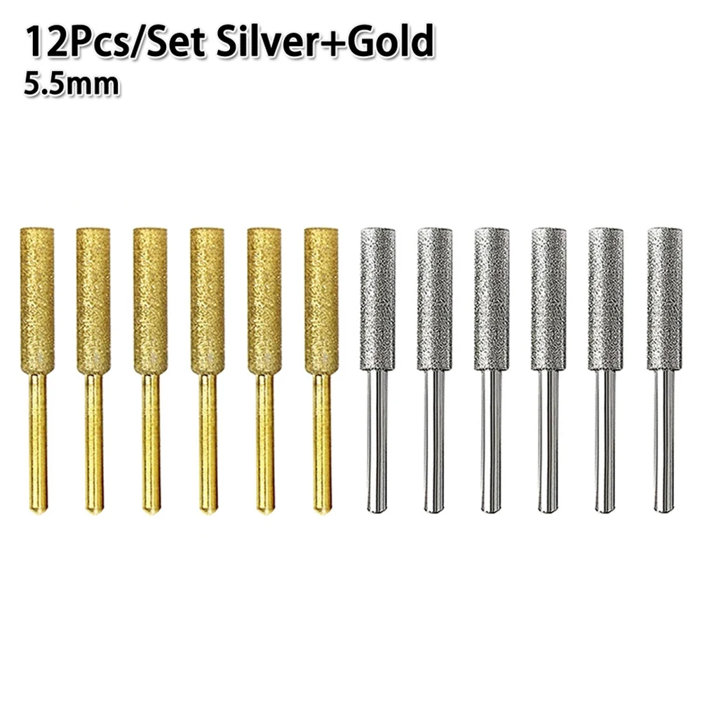 

12 Pcs Chainsaw Sharpener Polishing Head Diamond Coated Cylindrical Burr Grinder Chain Saw Grinding Head Electrical Grinder Part