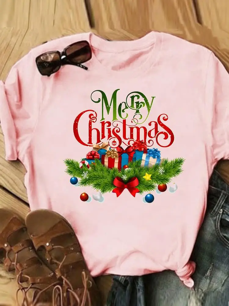 

Gift Lovely Style Cute Casual Graphic Tee Merry Christmas Holiday New Year Female T Clothing Fashion Women Print T-shirts