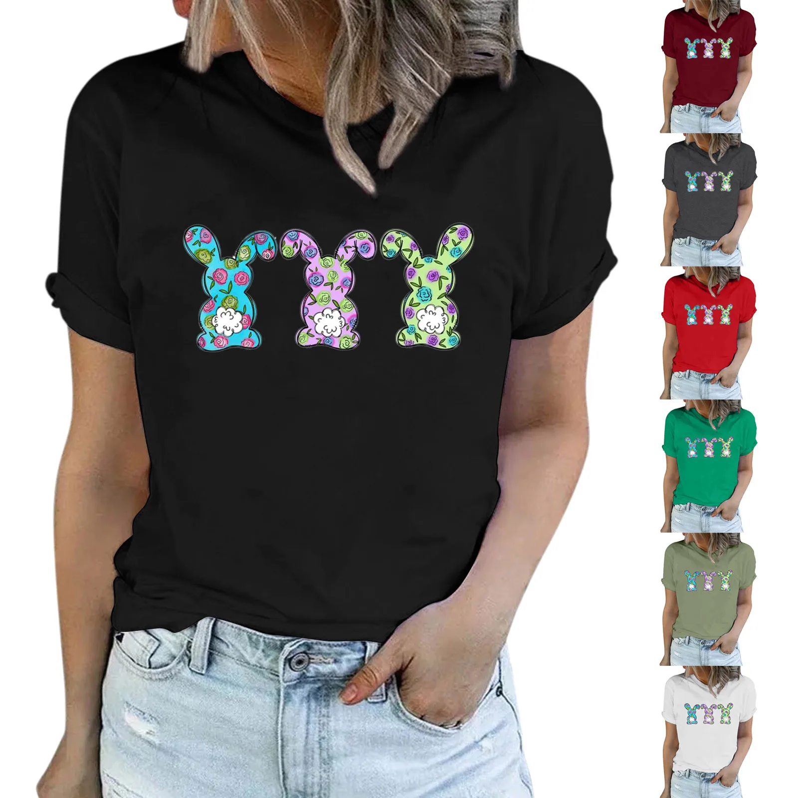 

Женская блузка с коротким рукавом и круглым вырезом, свободного покроя