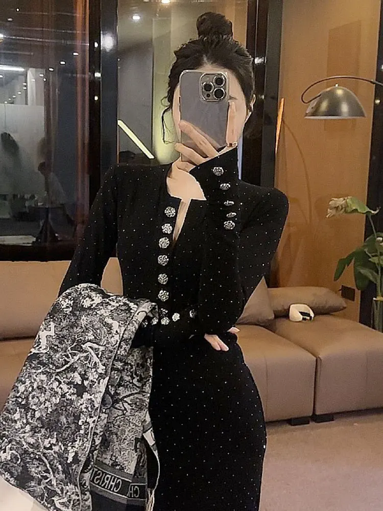 Платье Hepburn Sle с тонким вспышкой и полуоткрытым воротником в стиле ретро новинка