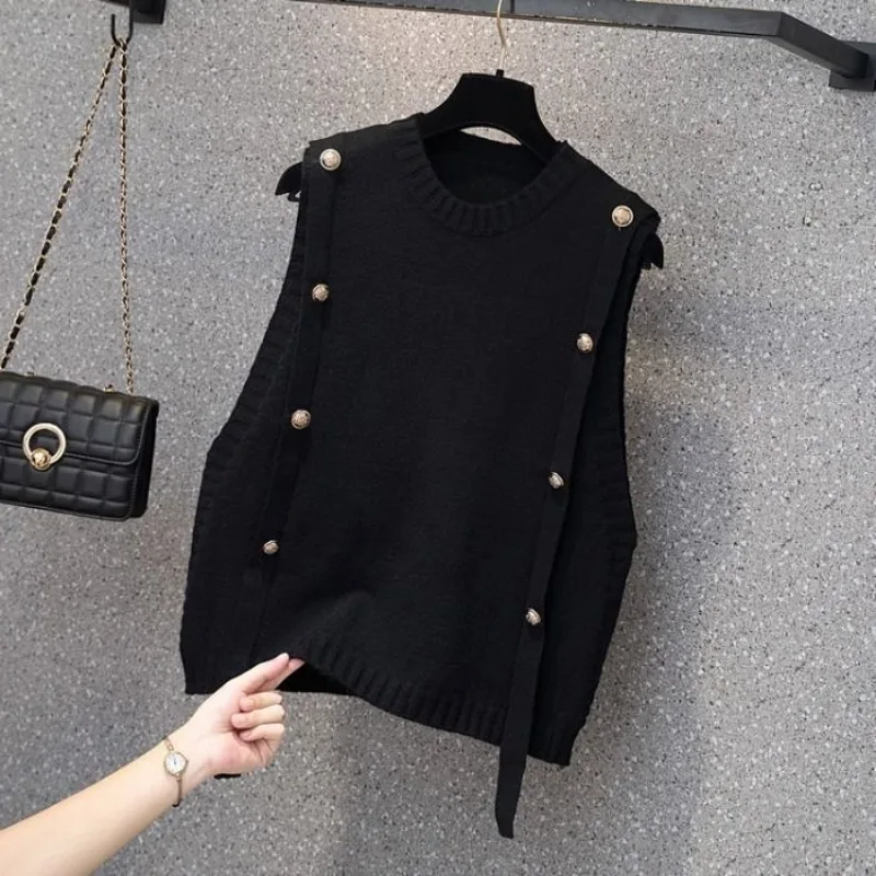 Женский трикотажный свитер без рукавов свободный Облегающий топ на весну и осень