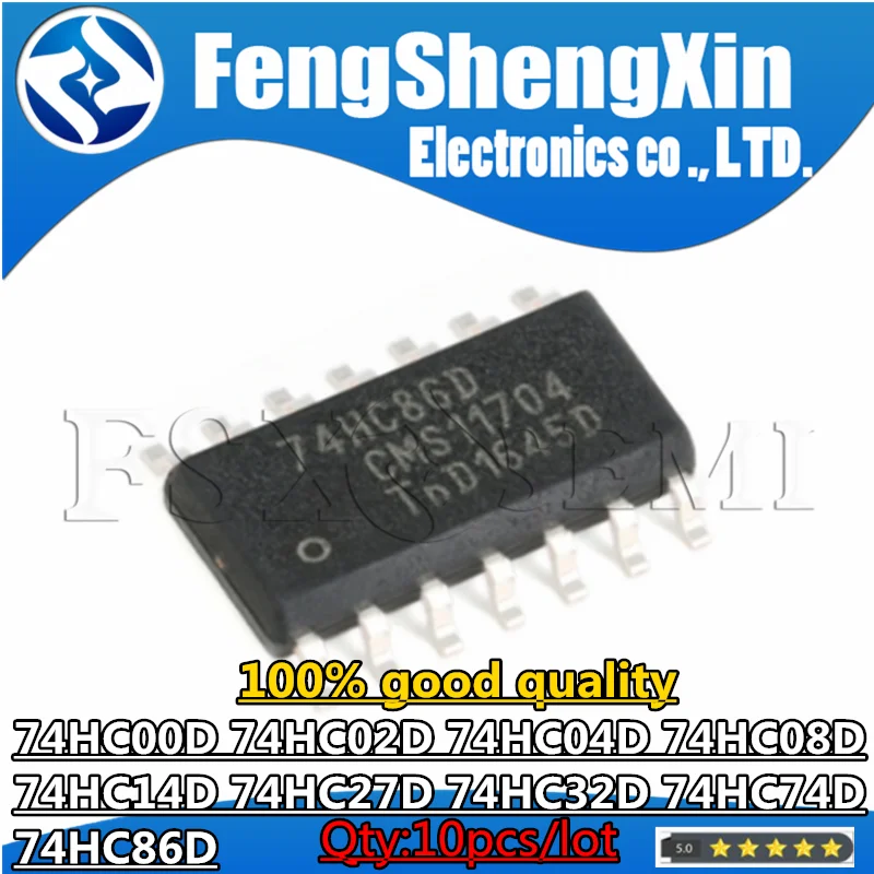 74HC14D 74HC14 SOP SN74HC14DR SOP-14 74HC00D 74HC02D 74HC04D 74HC04 74HC08D 74HC08 74HC27D 74HC74D 74HC32D 74HC86D, 10 шт.