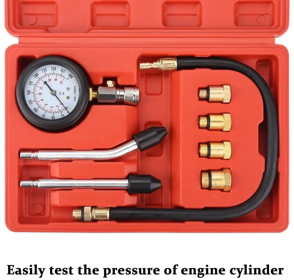 ship ru Gasoline Engine Compression Tester Auto Petrol Gas Cylinder Automobile Pressure Gauge Automotive Test Kit |