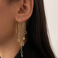 2022 new hot fashion personality exaggerated golden long star tassel decorative earrings female wedding jewelry birthday gift
