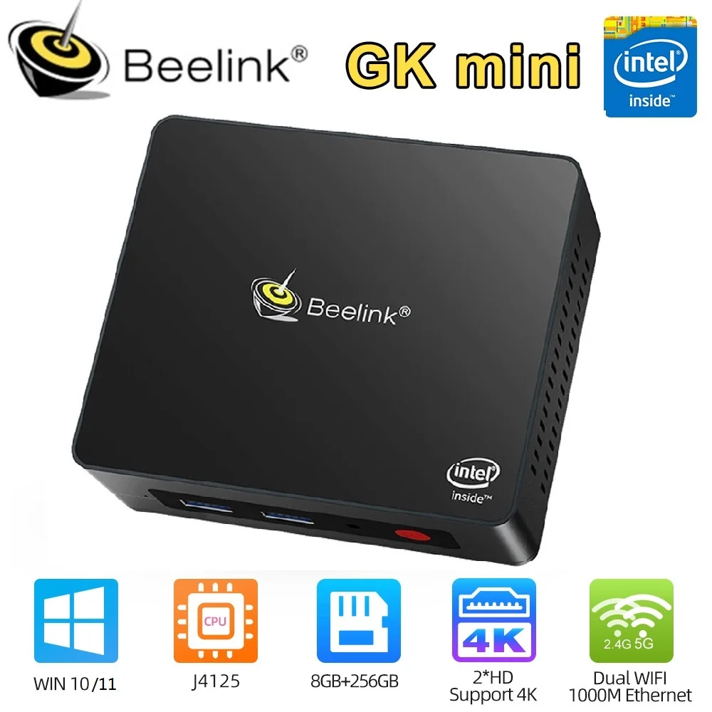 Beelink GK Мини Intel Celeron J4125 четырехъядерный ПК DDR4 8 Гб 256 ГБ 128 SSD Windows 10 Настольный