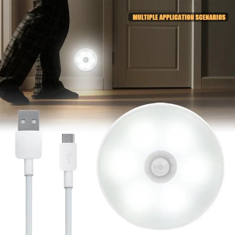 

Motion Sensor LED Night Light USB Rechargeable Energy-saving Bedroom Washroom Stairs Intelligent Body Induction Lamp