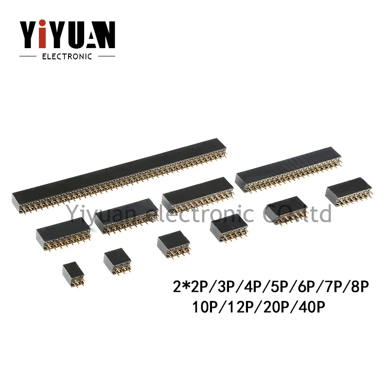 

10PCS NEW Spacing of 2.54mm double row female socket 2 * 2P/3/4/5/6/8/10P/12P/20P/40P