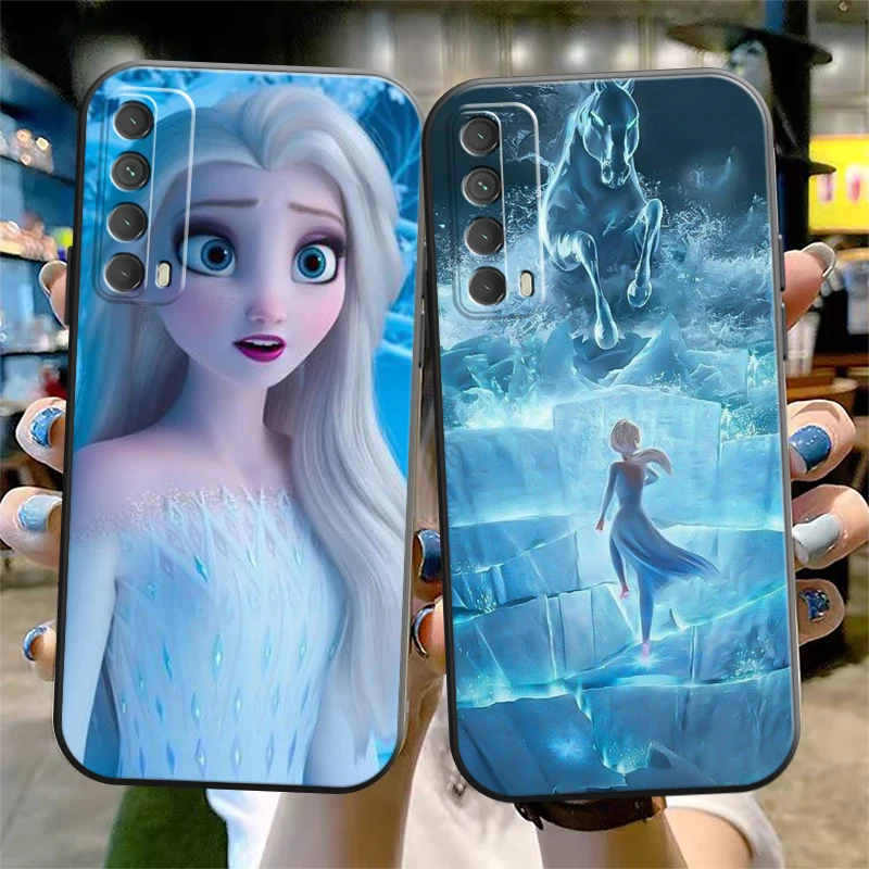 

Disney Frozen Phone Case For Huawei Y7S Y9A Y6 2019 Y7P 2020 Y8S Y7 2019 Y9 2019 Back Soft Coque Liquid Silicon Black