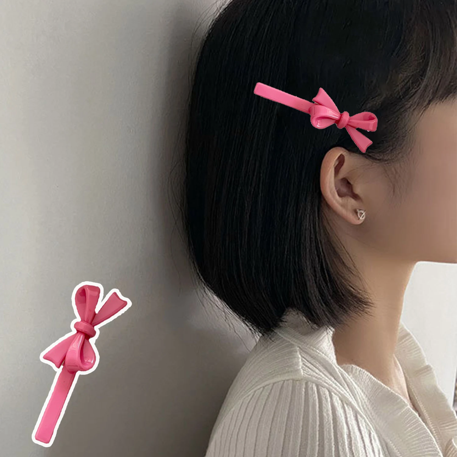 

Korean Style Girl Sweet Bow Barrettes Side Clip Cute Fashion Side Bow Bang Clip Duckbill Clip New Y2K Hair Accessories Headwear
