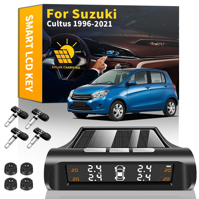 

Smart Car TPMS Tire Pressure Monitoring System Solar LCD Display Security Alarm Sensors For Suzuki Cultus 1996-2021 Accessories